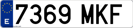 Ejemplo de matrícula de coche ordinaria 7369 MKF