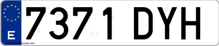 Ejemplo de matrícula de coche ordinaria 7371 DYH