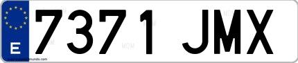 Ejemplo de matrícula española 7371 JMX