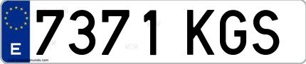 Ejemplo de matrícula española 7371 KGS