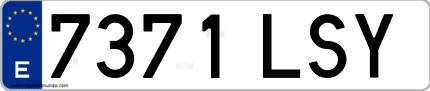 Ejemplo de matrícula de coche ordinaria 7371 LSY