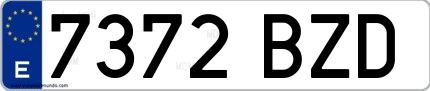 Ejemplo de matrícula española 7372 BZD