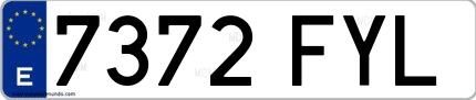 Ejemplo de matrícula española 7372 FYL