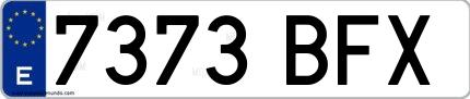 Ejemplo de matrícula española 7373 BFX