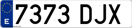 Ejemplo de matrícula de coche ordinaria 7373 DJX