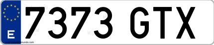 Ejemplo de matrícula española 7373 GTX