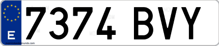 Ejemplo de matrícula de coche ordinaria 7374 BVY