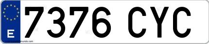 Ejemplo de matrícula española 7376 CYC