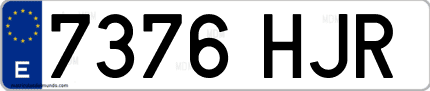 Ejemplo de matrícula de coche ordinaria 7376 HJR