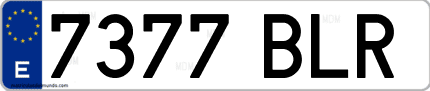 Ejemplo de matrícula de coche ordinaria 7377 BLR