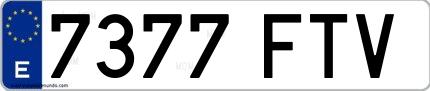 Ejemplo de matrícula española 7377 FTV