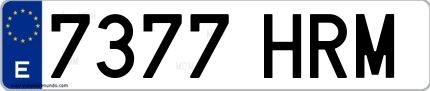 Ejemplo de matrícula española 7377 HRM