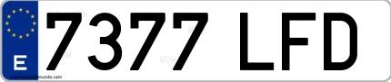 Ejemplo de matrícula de coche ordinaria 7377 LFD