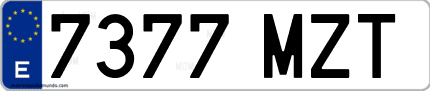 Ejemplo de matrícula de coche ordinaria 7377 MZT