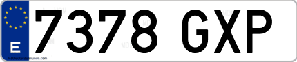 Ejemplo de matrícula de coche ordinaria 7378 GXP