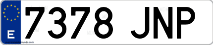 Ejemplo de matrícula de coche ordinaria 7378 JNP