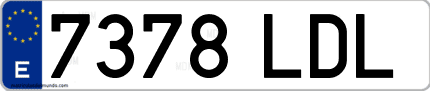 Ejemplo de matrícula de coche ordinaria 7378 LDL