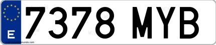 Ejemplo de matrícula española 7378 MYB