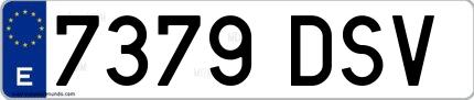 Ejemplo de matrícula española 7379 DSV