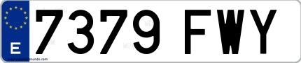 Ejemplo de matrícula española 7379 FWY