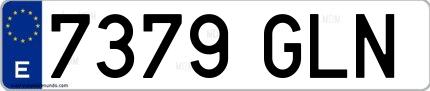 Ejemplo de matrícula española 7379 GLN
