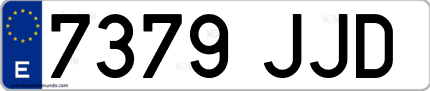 Ejemplo de matrícula de coche ordinaria 7379 JJD