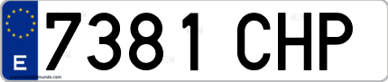 Ejemplo de matrícula de coche ordinaria 7381 CHP