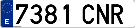 Ejemplo de matrícula de coche ordinaria 7381 CNR