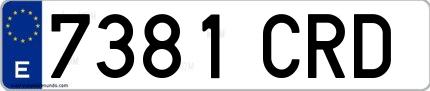 Ejemplo de matrícula española 7381 CRD