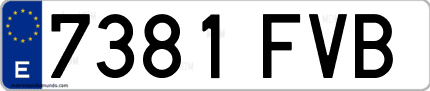 Ejemplo de matrícula de coche ordinaria 7381 FVB
