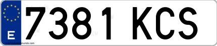 Ejemplo de matrícula española 7381 KCS