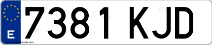 Ejemplo de matrícula de coche ordinaria 7381 KJD