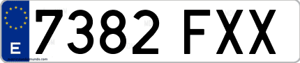 Ejemplo de matrícula de coche ordinaria 7382 FXX