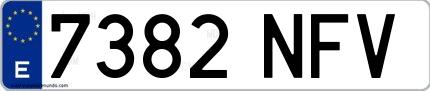 Ejemplo de matrícula española 7382 NFV