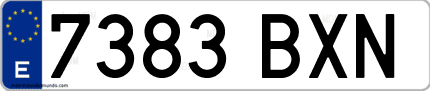 Ejemplo de matrícula de coche ordinaria 7383 BXN