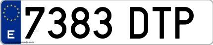 Ejemplo de matrícula española 7383 DTP