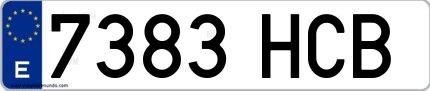 Ejemplo de matrícula española 7383 HCB