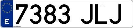 Ejemplo de matrícula española 7383 JLJ