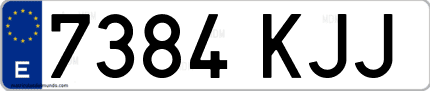 Ejemplo de matrícula de coche ordinaria 7384 KJJ