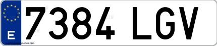 Ejemplo de matrícula española 7384 LGV