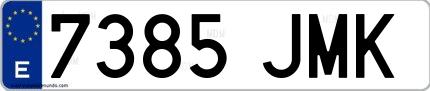 Ejemplo de matrícula española 7385 JMK