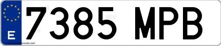 Ejemplo de matrícula española 7385 MPB