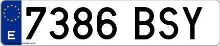 Ejemplo de matrícula española 7386 BSY