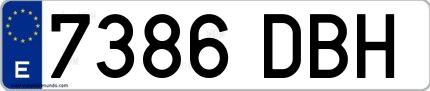 Ejemplo de matrícula española 7386 DBH