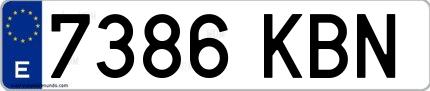 Ejemplo de matrícula española 7386 KBN