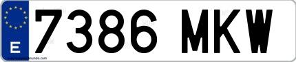 Ejemplo de matrícula española 7386 MKW
