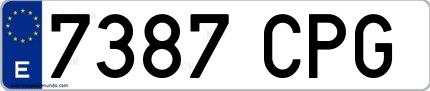 Ejemplo de matrícula española 7387 CPG