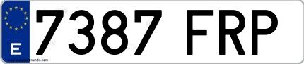 Ejemplo de matrícula española 7387 FRP