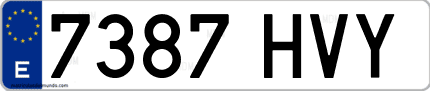 Ejemplo de matrícula de coche ordinaria 7387 HVY