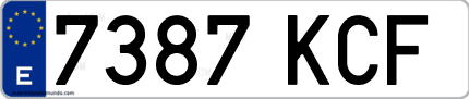 Ejemplo de matrícula de coche ordinaria 7387 KCF